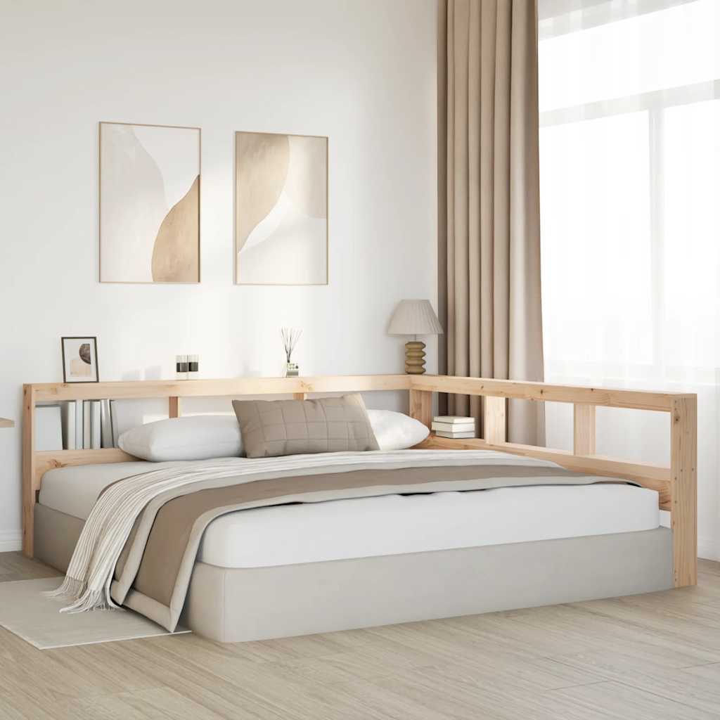 vidaXL βιβλιοθήκη κεφαλάρι σε σχήμα L 200 cm από μασίφ ξύλο πεύκο