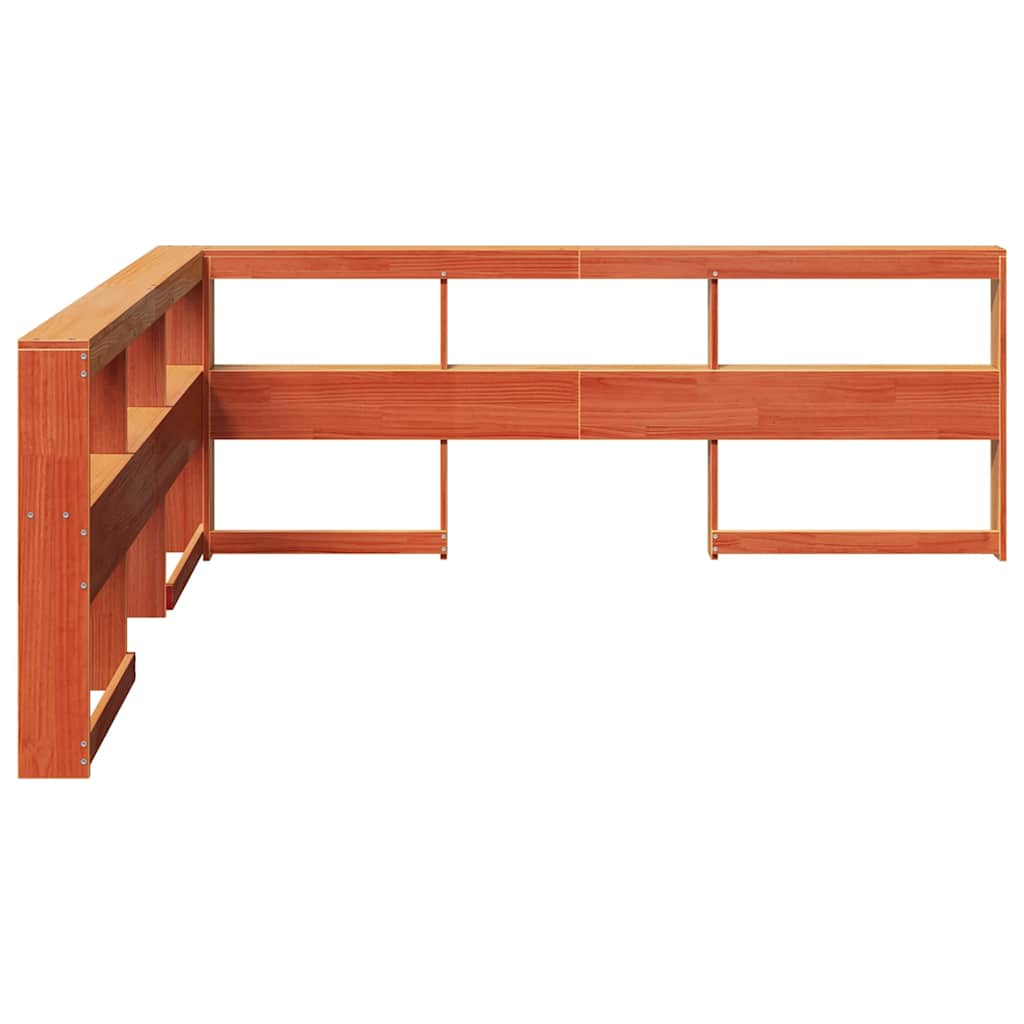 vidaXL βιβλιοθήκη κεφαλάρι σε σχήμα L Καφέ Κεριού 200 εκ. Ξύλο Πεύκου