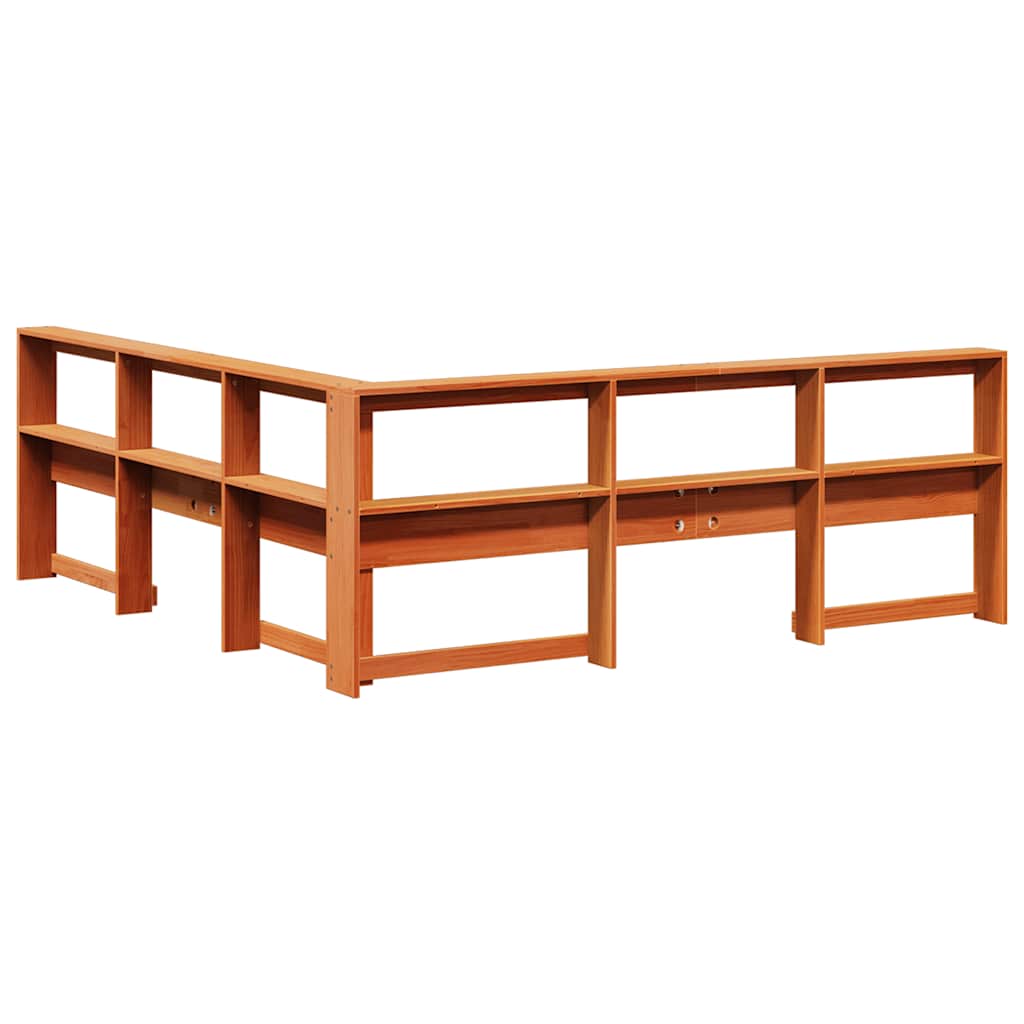 vidaXL βιβλιοθήκη κεφαλάρι σε σχήμα L Καφέ Κεριού 200 εκ. Ξύλο Πεύκου