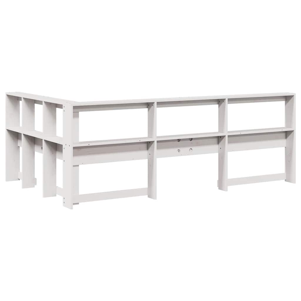 vidaXL βιβλιοθήκη κεφαλάρι σε σχήμα L Λευκό 120 εκ. Ξύλο Πεύκου