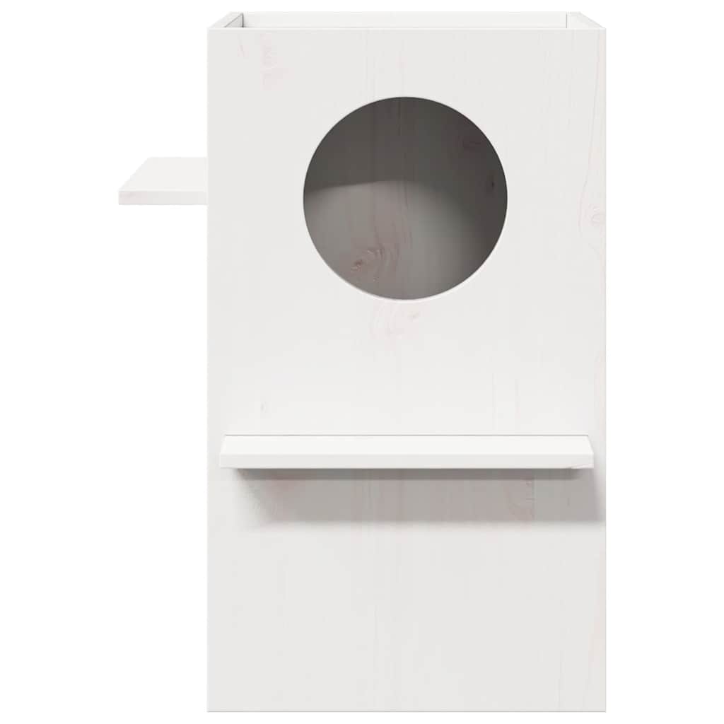 vidaXL σπιτάκι για γάτες Λευκό 43x43x60 cm από μασίφ ξύλο πεύκο