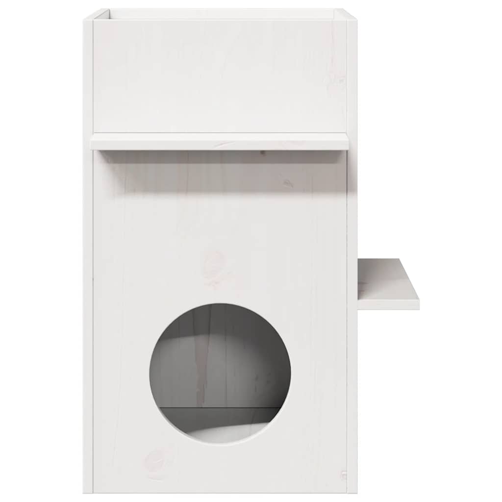 vidaXL σπιτάκι για γάτες Λευκό 43x43x60 cm από μασίφ ξύλο πεύκο
