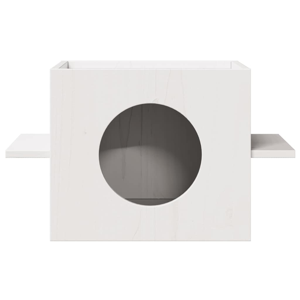 vidaXL σπιτάκι για γάτες λευκό 51x35x30 cm από μασίφ ξύλο πεύκο