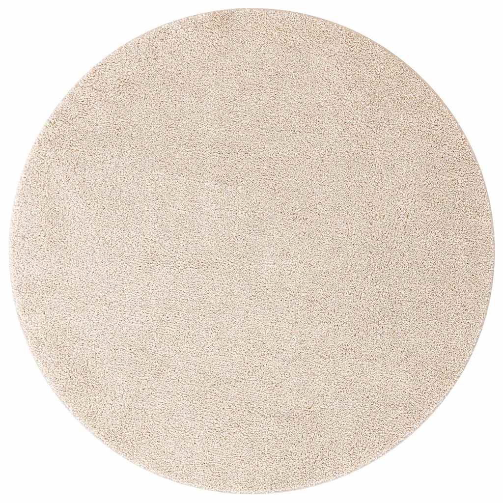 vidaXL Αντιολισθητικό Σαγκί Χαλάκι Κρεμ 90 x 90 cm PP