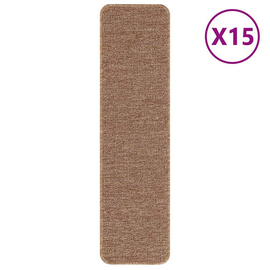 vidaXL Χαλιά Σκαλοπατιών Αντιολισθητικά 15 τμχ. 75 x 20 cm Κίτρινο PP