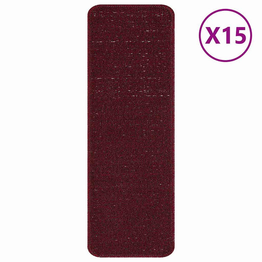 vidaXL Χαλιά Σκαλοπατιών Αντιολισθητικά 15 τμχ. 60 x 25 cm Μπορντό PP