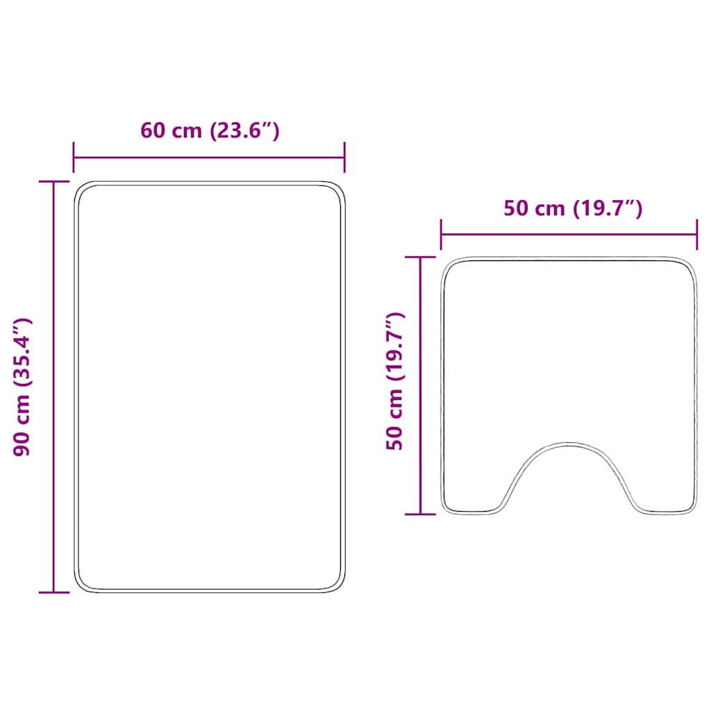 vidaXL Σετ Μάτ Μπάνιου Αντιολισθητικό 2 pcs Γκρι PP