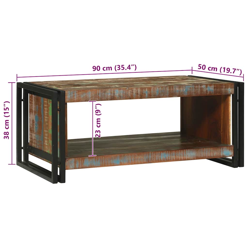 vidaXL Τραπεζάκι σαλονιού Καφέ 90 x 50 x 38 εκ Μασίφ ανακυκλωμένο ξύλο