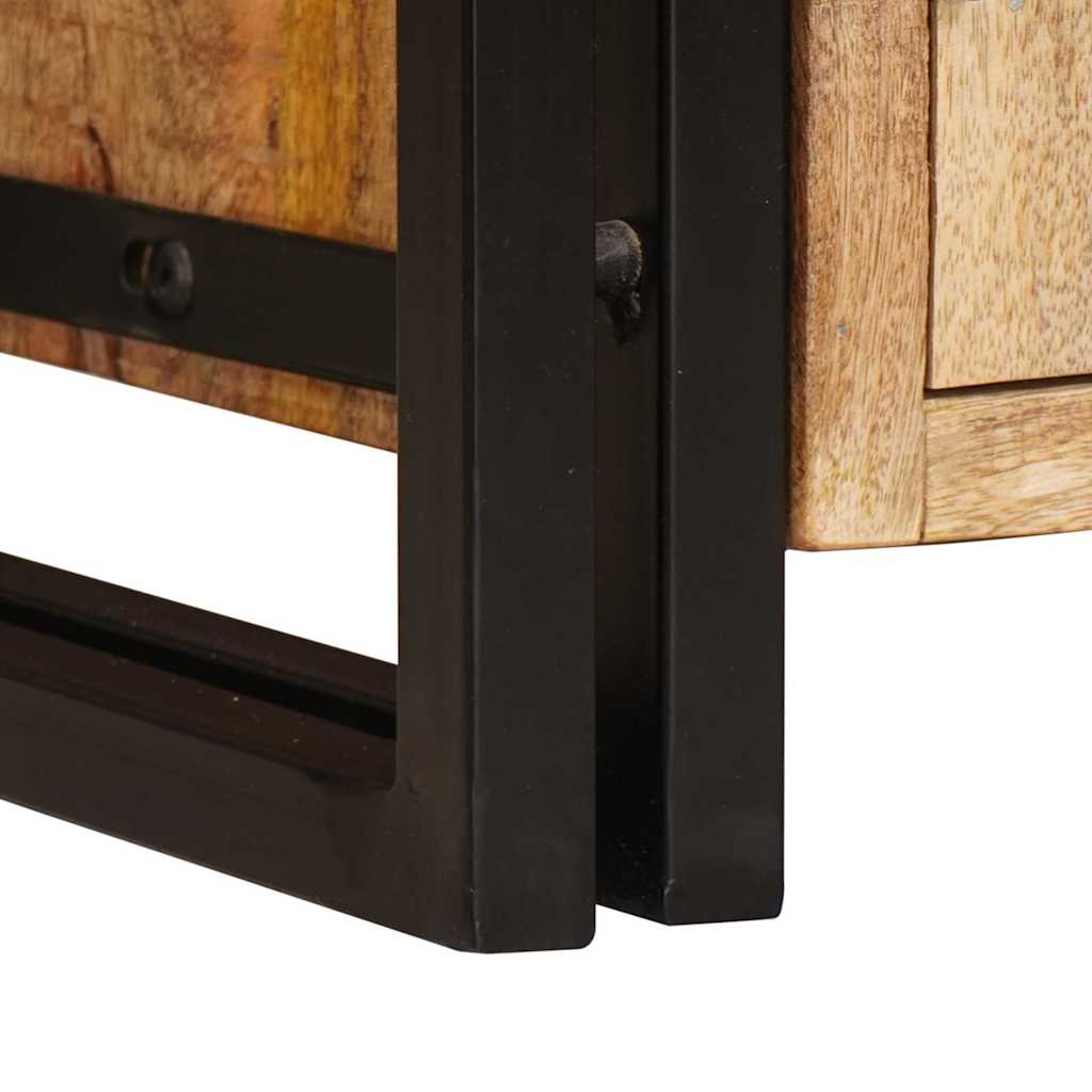 vidaXL Βιβλιοθήκη με Πόρτες Καφέ Στραντ Γυαλιστερό Μάνγκο και Μέταλλο