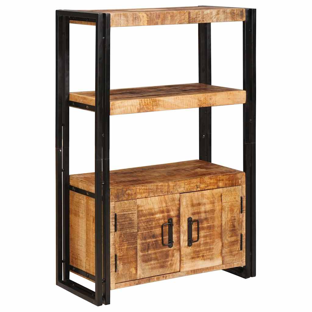 vidaXL Βιβλιοθήκη με Πόρτες Καφέ Στραντ Γυαλιστερό Μάνγκο και Μέταλλο