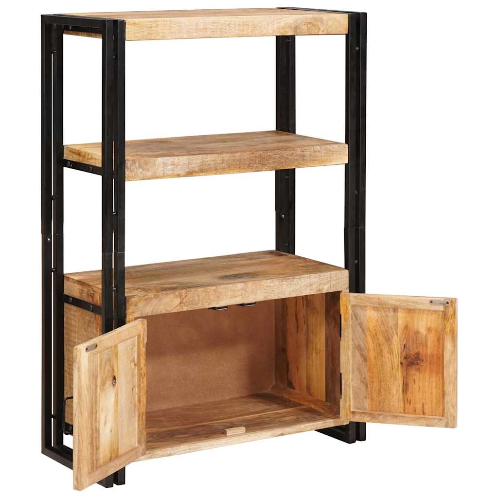 vidaXL Βιβλιοθήκη με Πόρτες Καφέ Στραντ Γυαλιστερό Μάνγκο και Μέταλλο