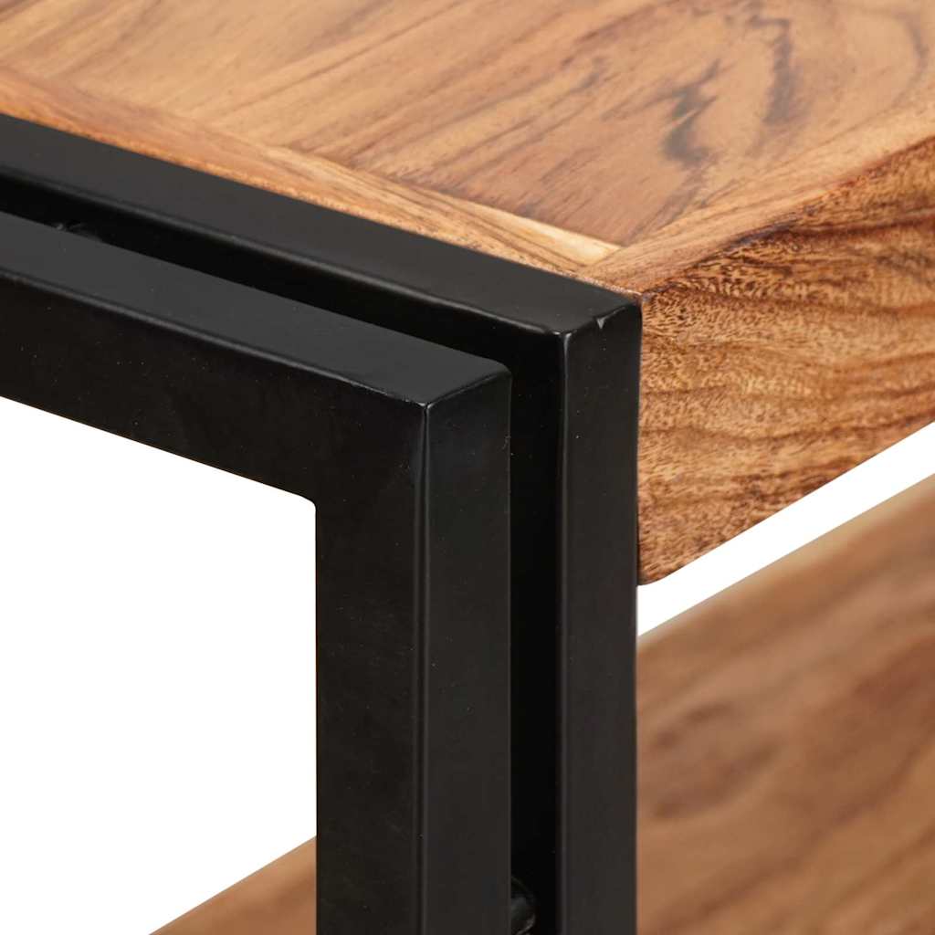 vidaXL Βιβλιοθήκη με Πόρτες Καφέ Μασίφ ξύλο ακακίας και μέταλλο