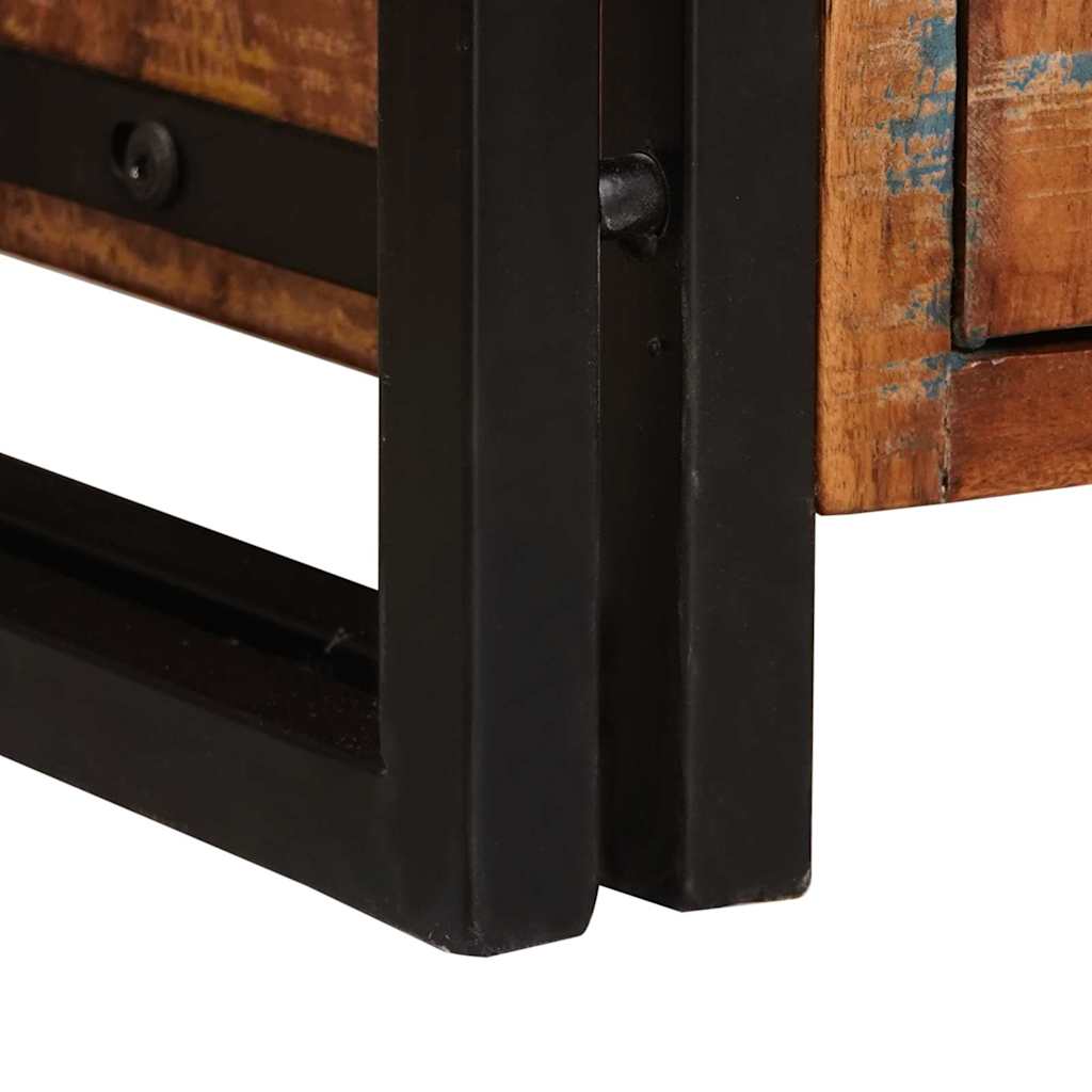vidaXL Βιβλιοθήκη με Πόρτες Καφέ Στερεό Ανακυκλωμένο Ξύλο και Μέταλλο