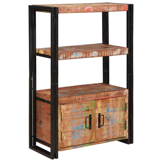 vidaXL Βιβλιοθήκη με Πόρτες Καφέ Στερεό Ανακυκλωμένο Ξύλο και Μέταλλο