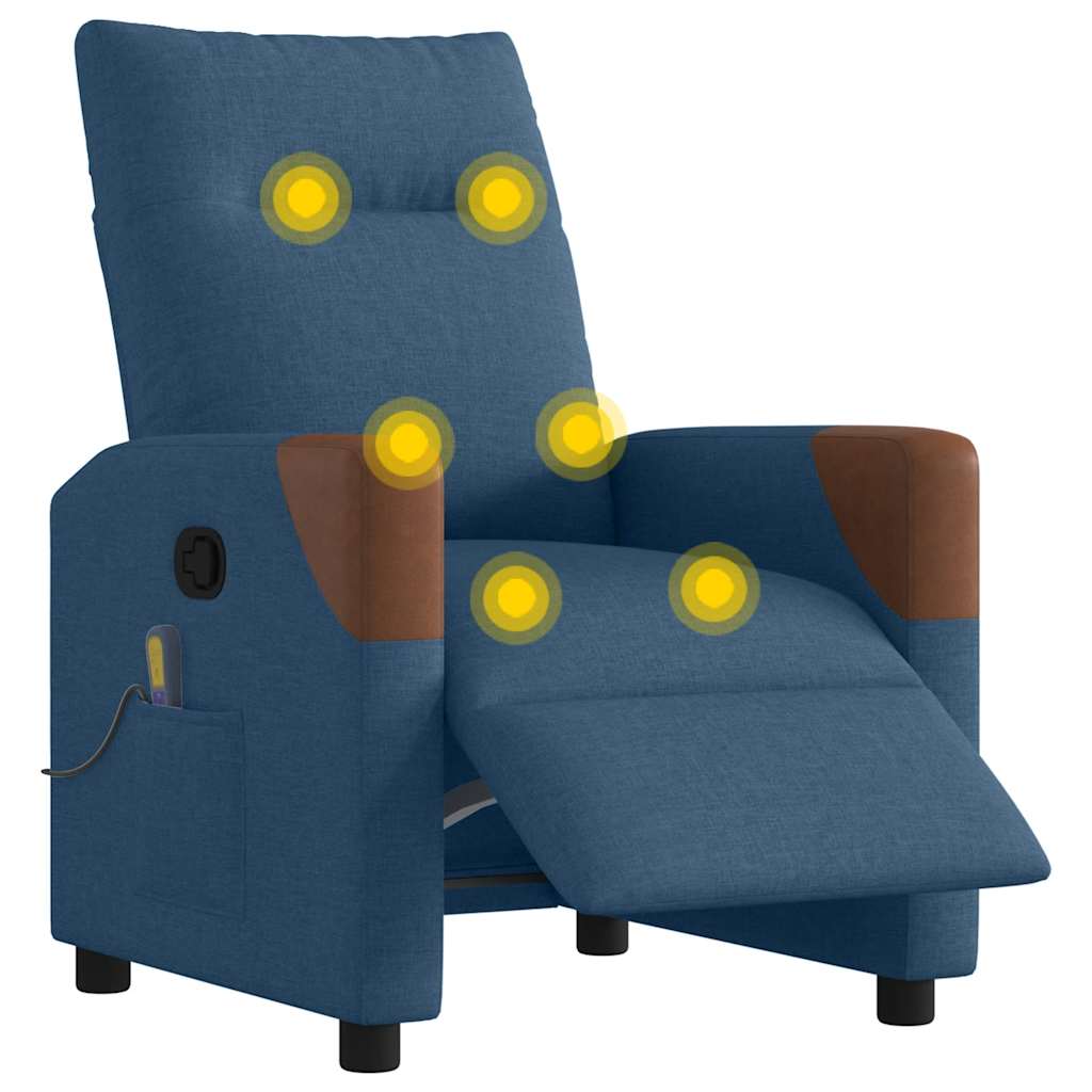 vidaXL Πολυθρόνα Ανακλινόμενη Μασάζ Ηλεκτρική Μπλε Υφασμάτινη