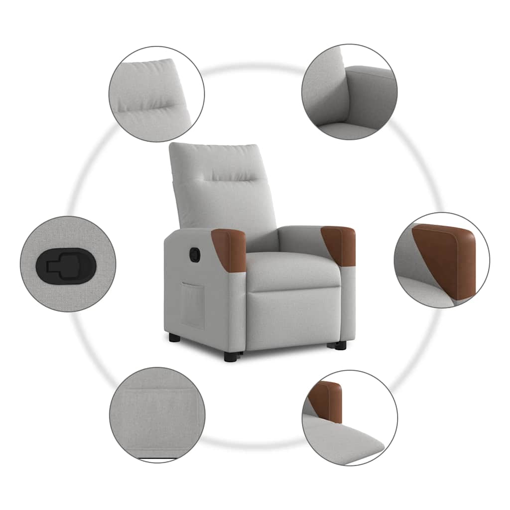 vidaXL Μόνιμη καρέκλα ανάκλισης Ύφασμα Γκρι σύννεφο