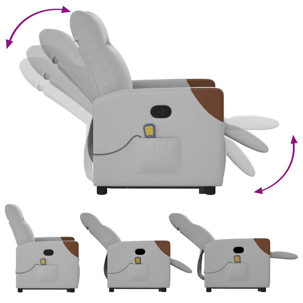 vidaXL Μόνιμη πολυθρόνα μασάζ καρέκλα ανάκλισης σύννεφο γκρι ύφασμα