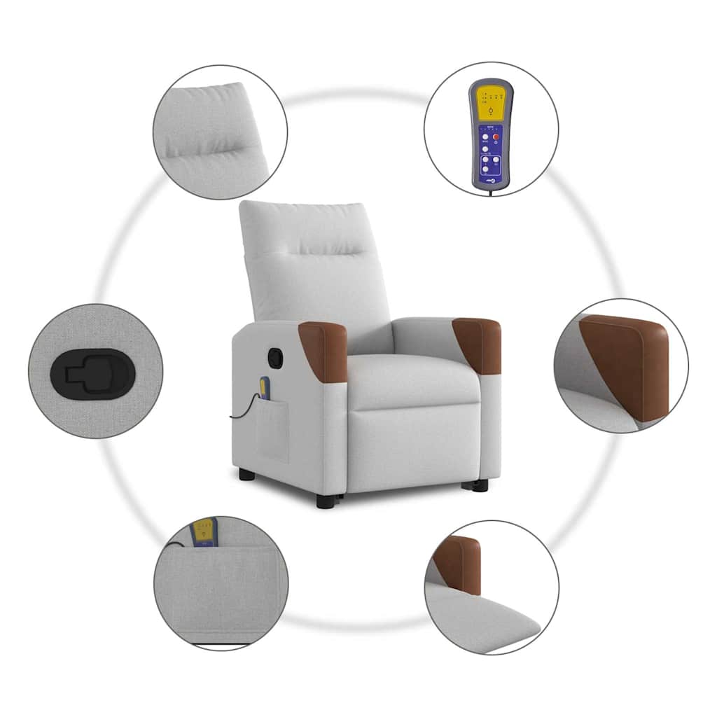 vidaXL Μόνιμη πολυθρόνα μασάζ καρέκλα ανάκλισης σύννεφο γκρι ύφασμα