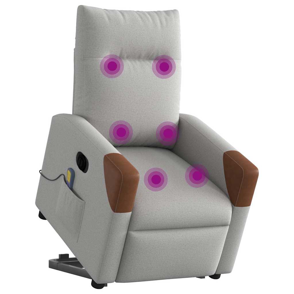 vidaXL Ηλεκτρική όρθια πολυθρόνα μασάζ Ύφασμα Γκρι σύννεφο