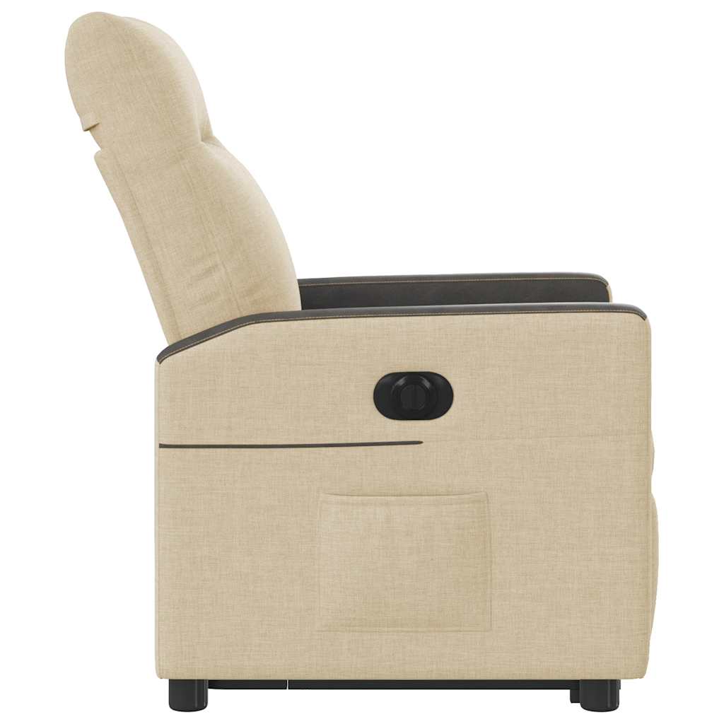 vidaXL Πολυθρόνα Ηλεκ. Ανακλινόμενη με Ανύψωση Κρεμ Υφασμάτινη