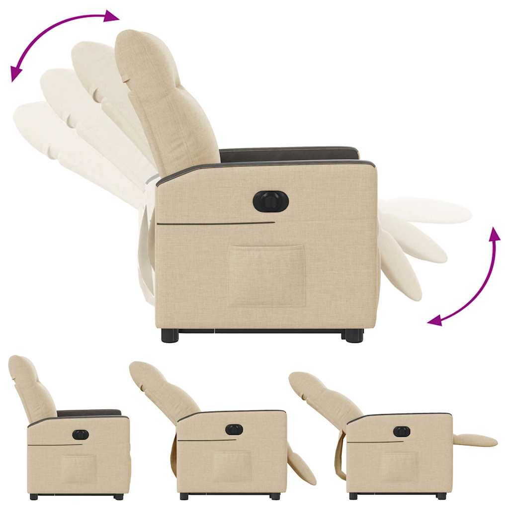 vidaXL Πολυθρόνα Ηλεκ. Ανακλινόμενη με Ανύψωση Κρεμ Υφασμάτινη