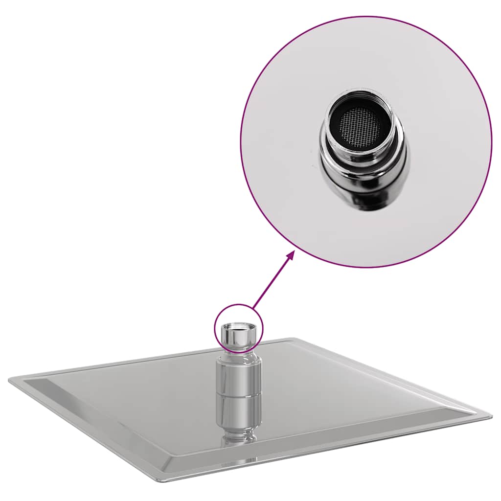 vidaXL Κεφαλή Nτους Βροχή Τετράγωνη 20x20 εκ. Ανοξείδωτο Ατσάλι 304