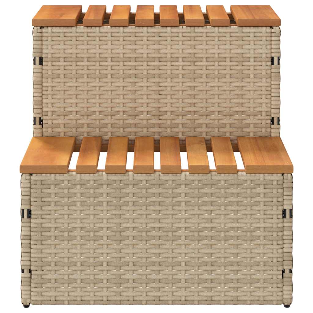 vidaXL Βήμα υδρομασάζ Μπεζ 50x50x50,5εκ. Συνθετικό Ρατάν/Μασίφ Ακακίας