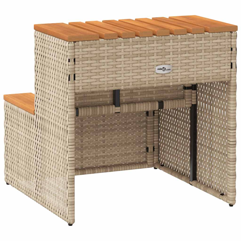 vidaXL Βήμα υδρομασάζ Μπεζ 50x50x50,5εκ. Συνθετικό Ρατάν/Μασίφ Ακακίας