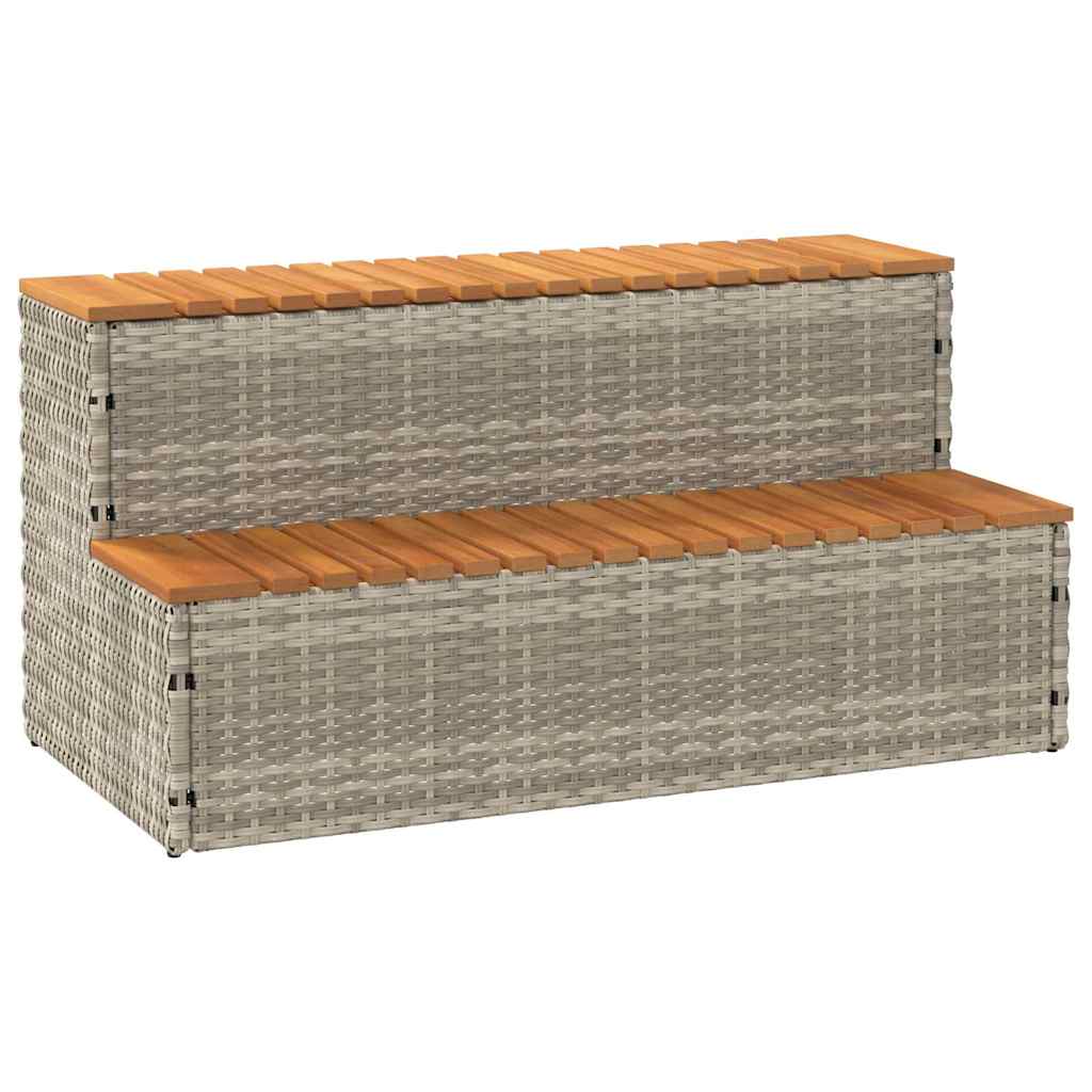 vidaXL Βήμα υδρομασάζ Αν. Γκρι 100x50x50,5 εκ. Συνθετικό Ρατάν/Ακακίας