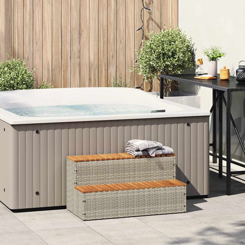 vidaXL Βήμα υδρομασάζ Αν. Γκρι 100x50x50,5 εκ. Συνθετικό Ρατάν/Ακακίας