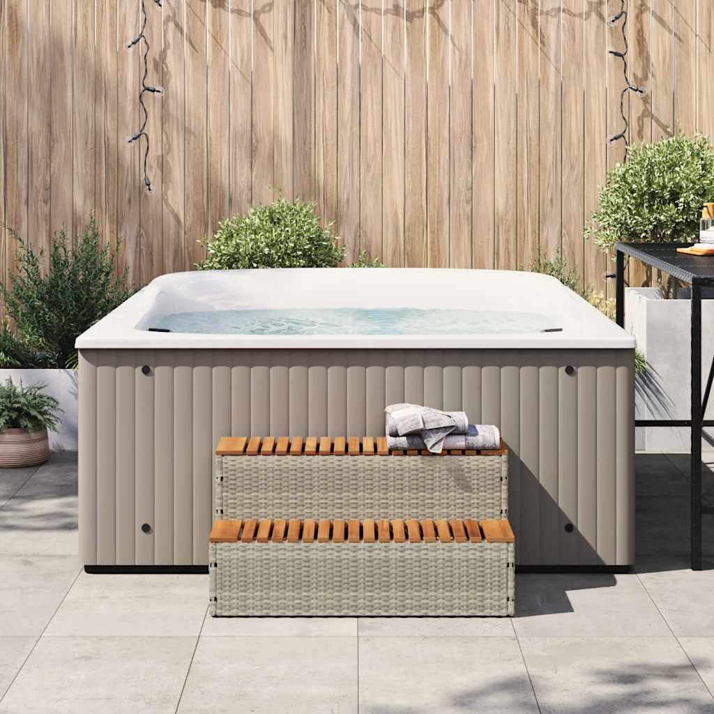 vidaXL Βήμα υδρομασάζ Αν. Γκρι 100x50x50,5 εκ. Συνθετικό Ρατάν/Ακακίας