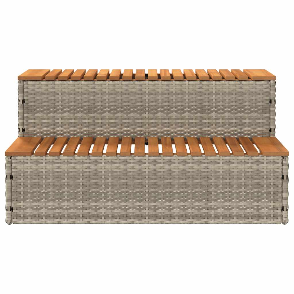 vidaXL Βήμα υδρομασάζ Αν. Γκρι 100x50x50,5 εκ. Συνθετικό Ρατάν/Ακακίας
