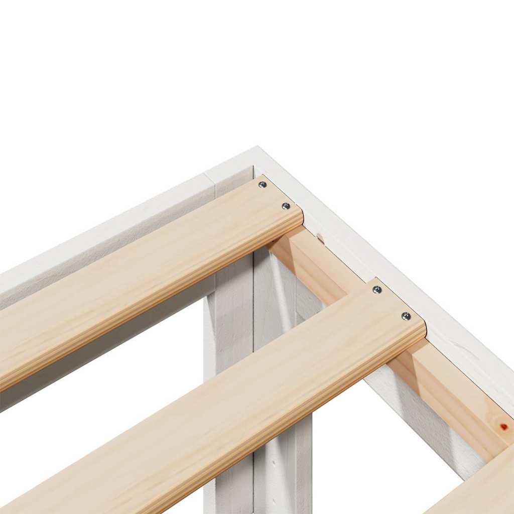 vidaXL Οικογενειακό πλαίσιο κρεβατιού χωρίς στρώμα Λευκό ξύλο πεύκο