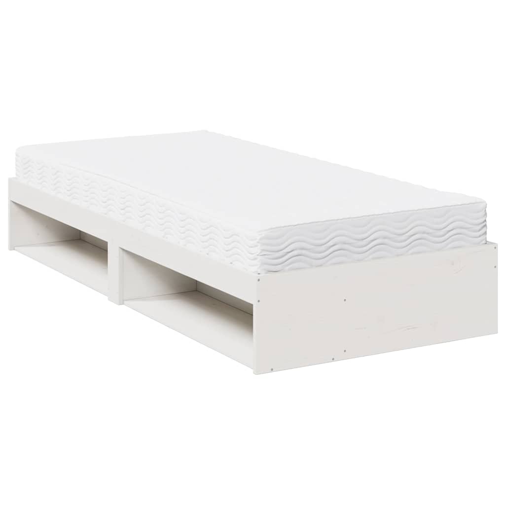 vidaXL Κρεβάτι ημέρας με στρώμα Λευκό 100x200 cm από μασίφ ξύλο πεύκο