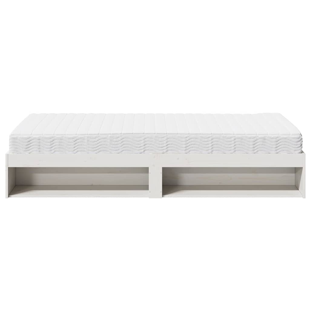 vidaXL Κρεβάτι ημέρας με στρώμα Λευκό 100x200 cm από μασίφ ξύλο πεύκο