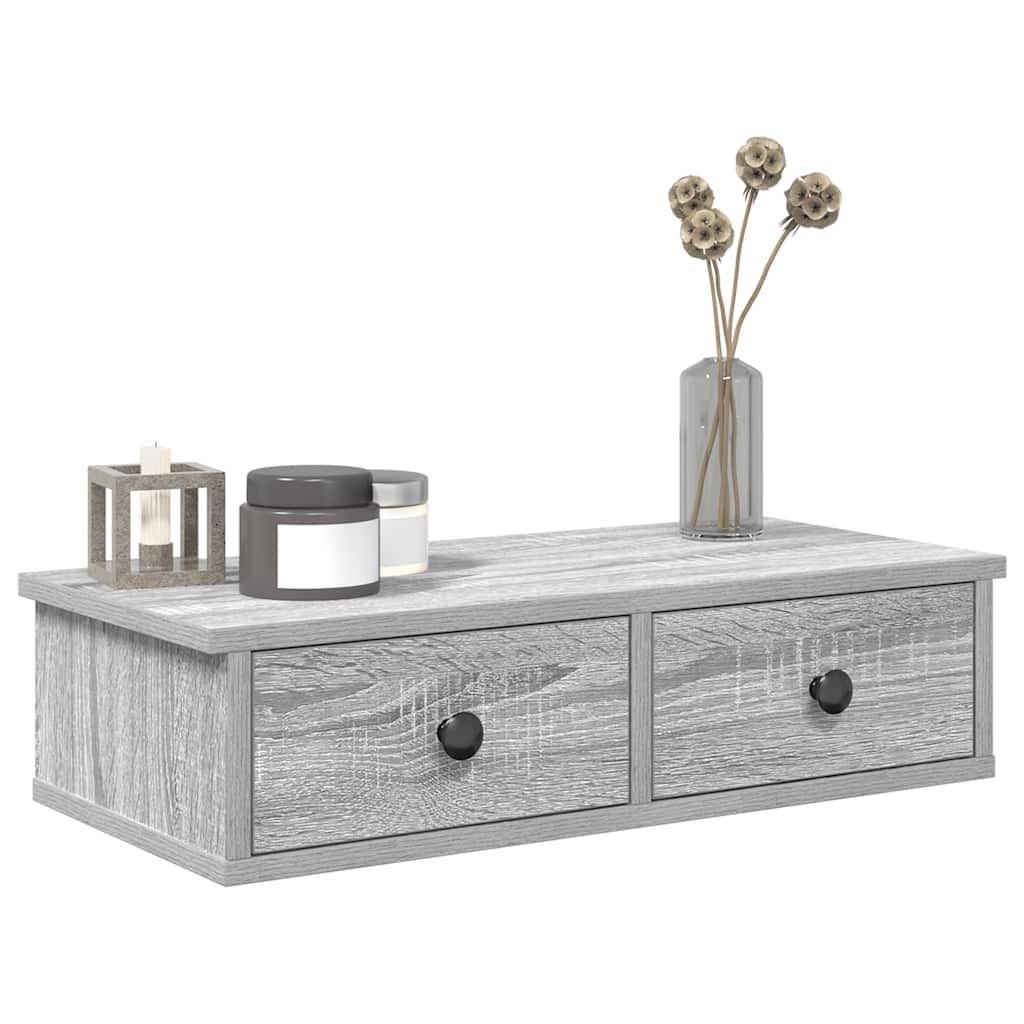 vidaXL Ράφι τοίχου με συρτάρια Grey Sonoma Κατασκευασμένο ξύλο