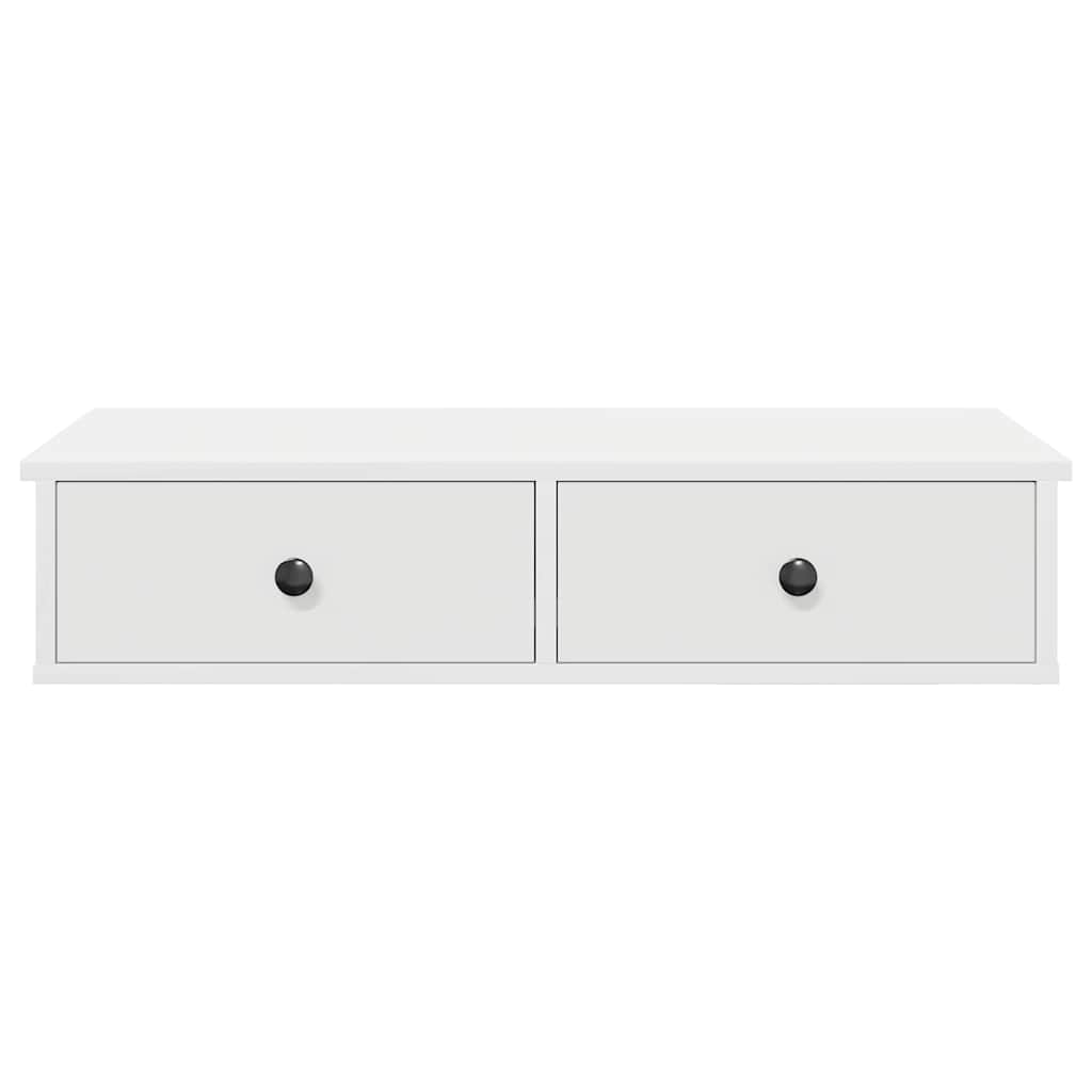 vidaXL Ράφι τοίχου με συρτάρια Λευκό 80x34x17 cm Κατασκευασμένο ξύλο