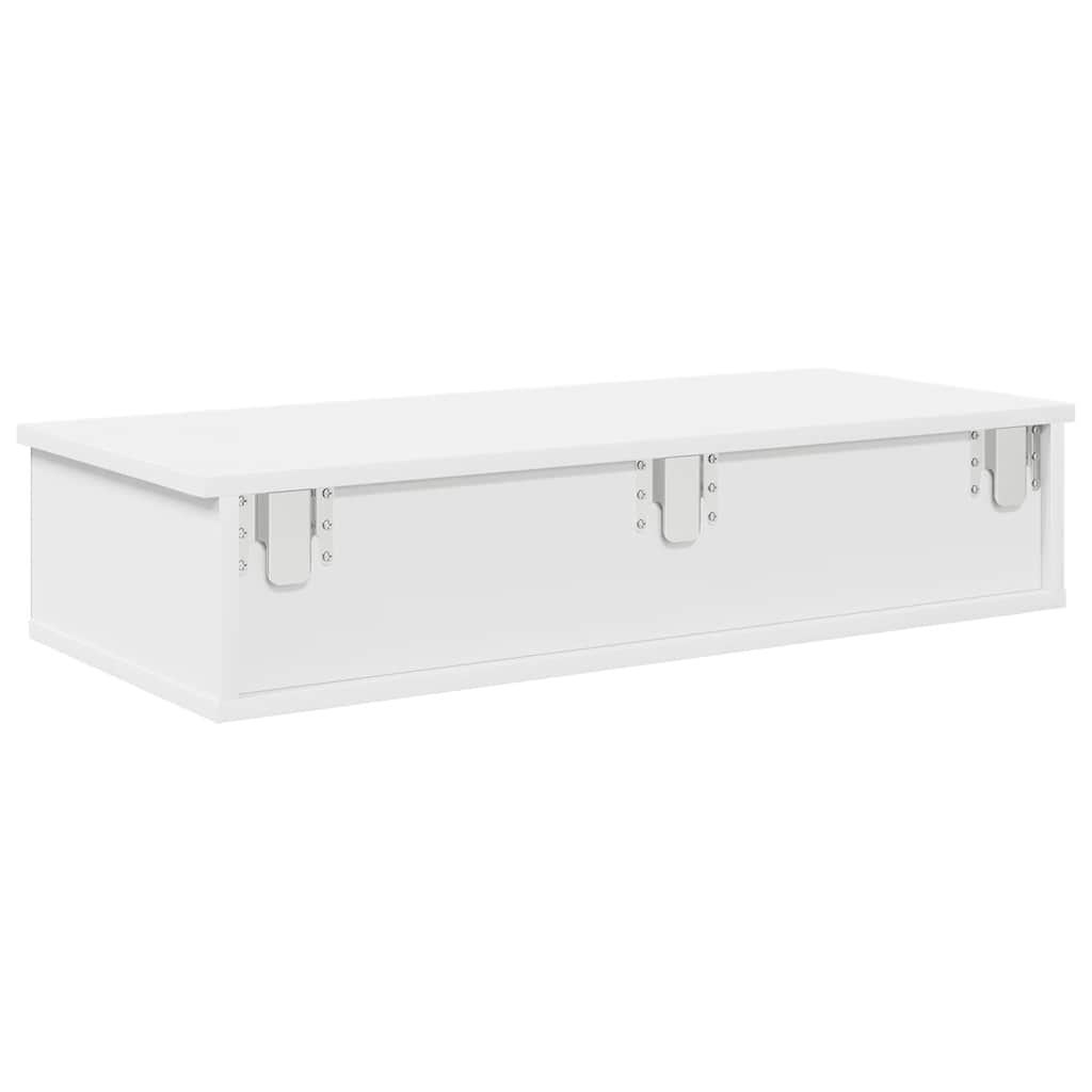 vidaXL Ράφι τοίχου με συρτάρια Λευκό 80x34x17 cm Κατασκευασμένο ξύλο