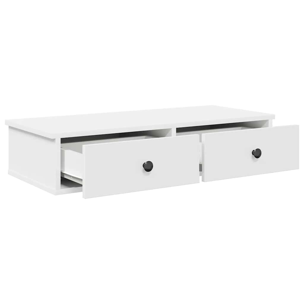 vidaXL Ράφι τοίχου με συρτάρια Λευκό 80x34x17 cm Κατασκευασμένο ξύλο