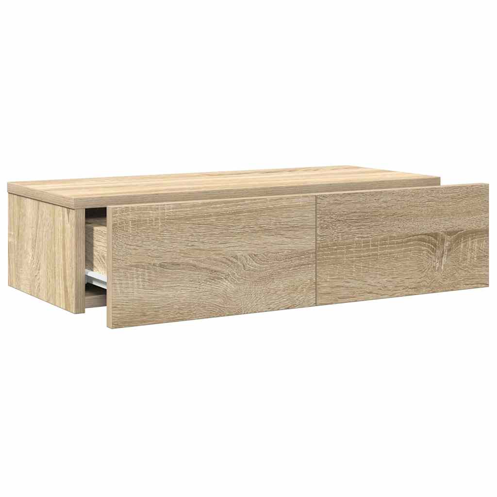 vidaXL Ράφι τοίχου με συρτάρια Δρυς sonoma 60x26,5x15 cm