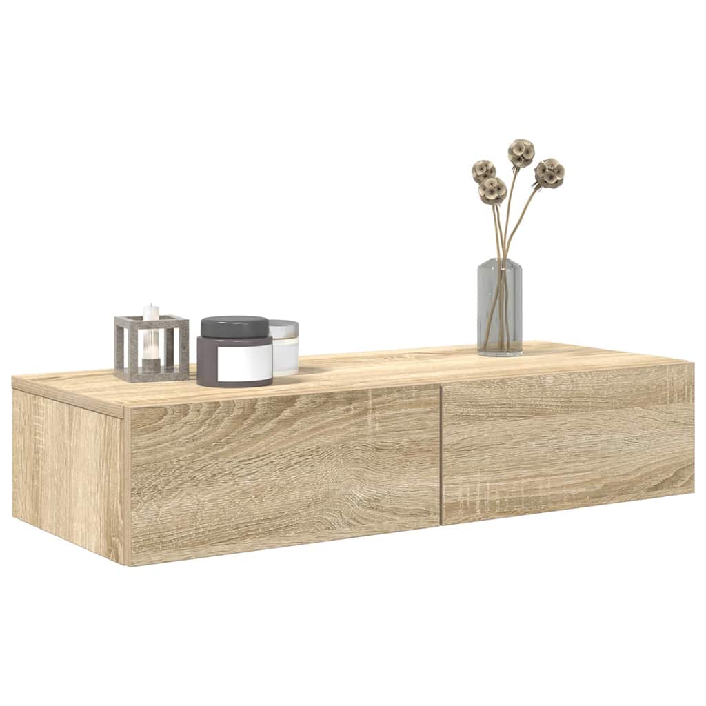 vidaXL Ράφι τοίχου με συρτάρια Sonoma Oak Κατασκευασμένο ξύλο