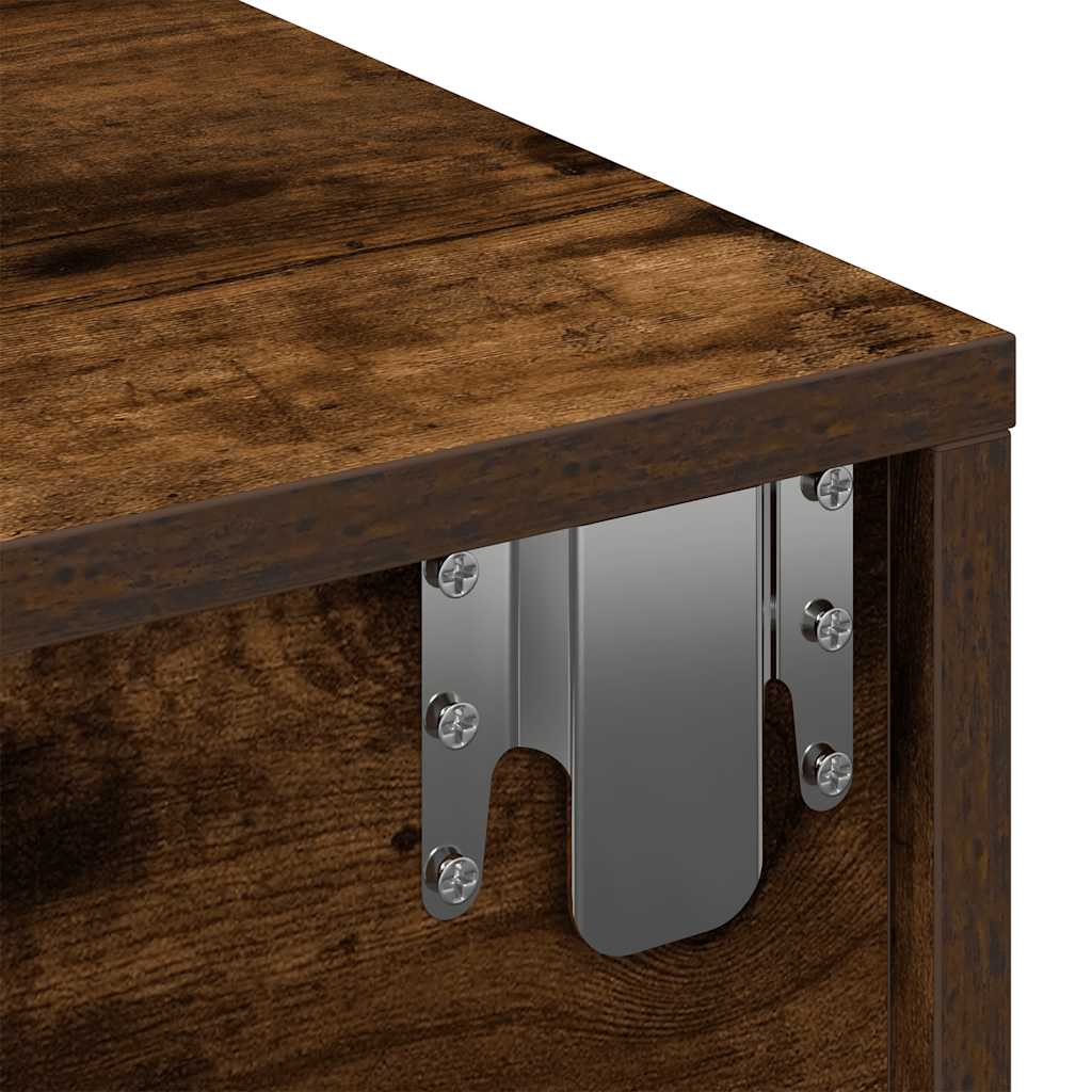 vidaXL Ράφι τοίχου με συρτάρια Καπνιστή δρυς Κατασκευασμένο ξύλο