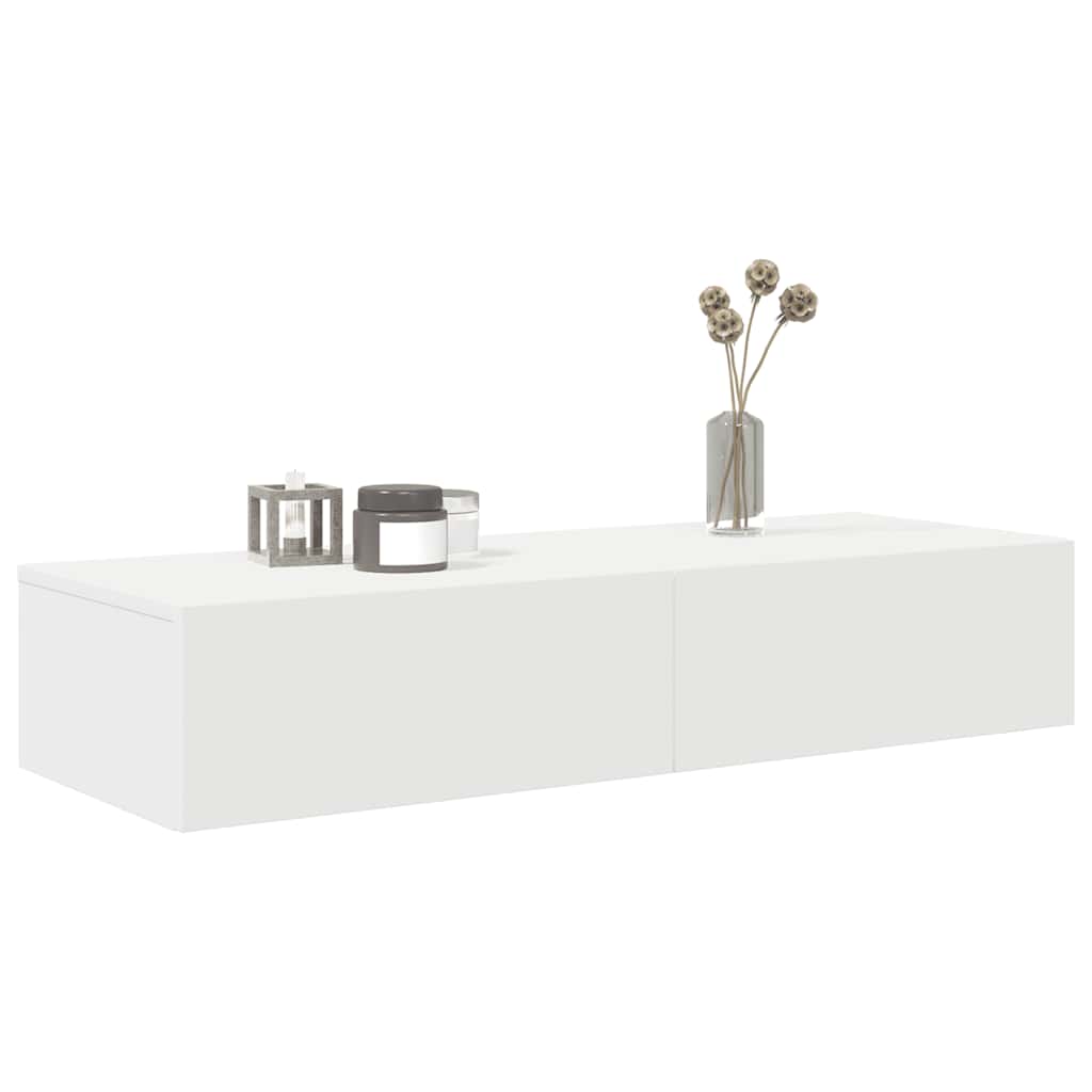 vidaXL Ράφι τοίχου με συρτάρια Λευκό 100x36x19 cm Κατασκευασμένο ξύλο