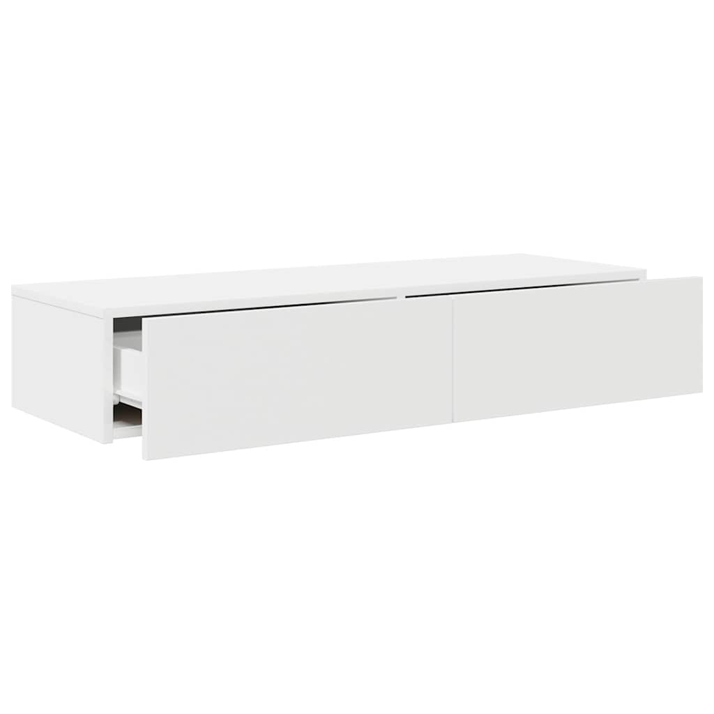 vidaXL Ράφι τοίχου με συρτάρια Λευκό 100x36x19 cm Κατασκευασμένο ξύλο