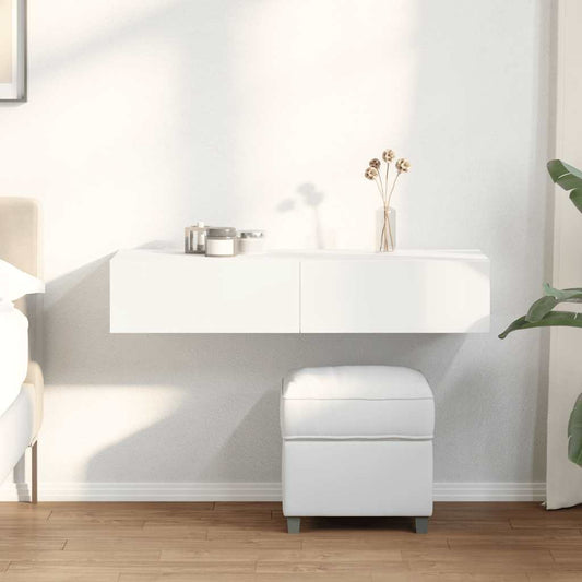vidaXL Ράφι τοίχου με συρτάρια Λευκό 100x36x19 cm Κατασκευασμένο ξύλο