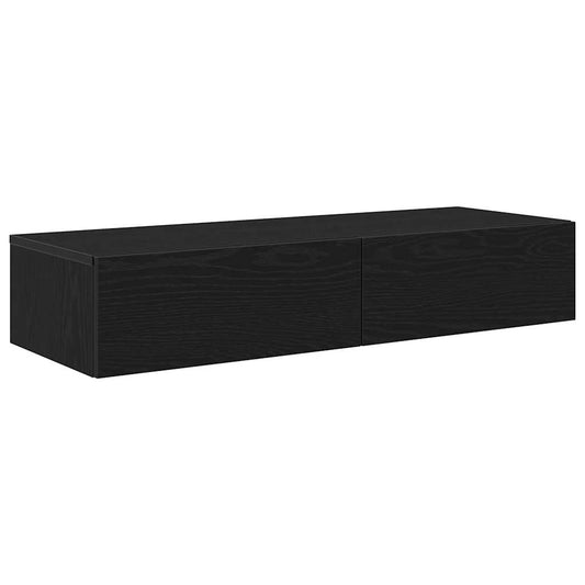 vidaXL Ράφι τοίχου με συρτάρια Μαύρο 100x36x19 cm Κατασκευασμένο ξύλο
