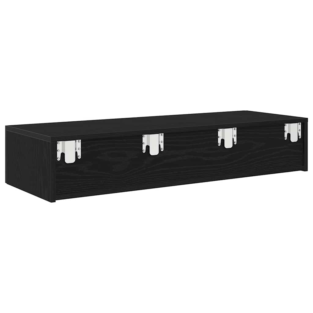 vidaXL Ράφι τοίχου με συρτάρια Μαύρο 100x36x19 cm Κατασκευασμένο ξύλο