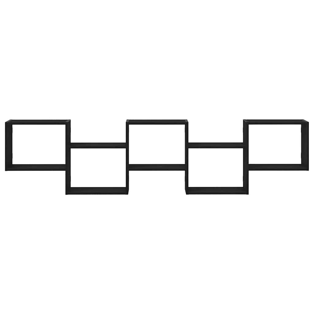 vidaXL Ράφι τοίχου με κύβους 5 διαμερισμάτων Μαύρο μηχανουργικό ξύλο