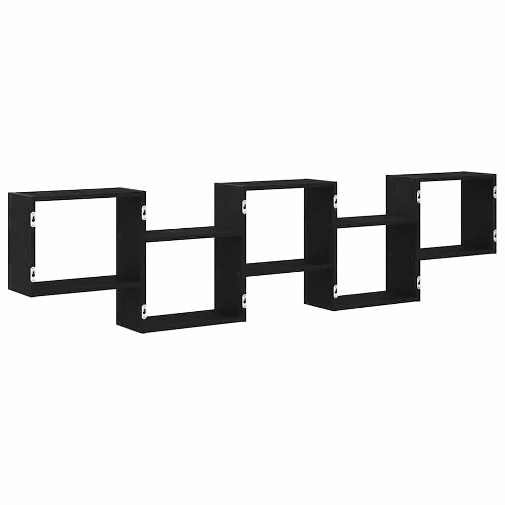 vidaXL Ράφι τοίχου με κύβους 5 διαμερισμάτων Μαύρο μηχανουργικό ξύλο