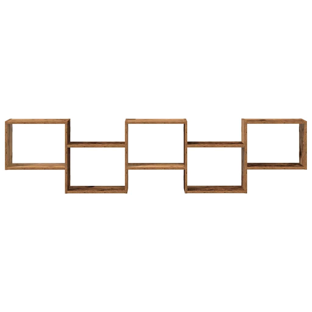 vidaXL Ράφι κύβων τοίχου 5 διαμερισμάτων Παλιό ξύλο κατασκευασμένο